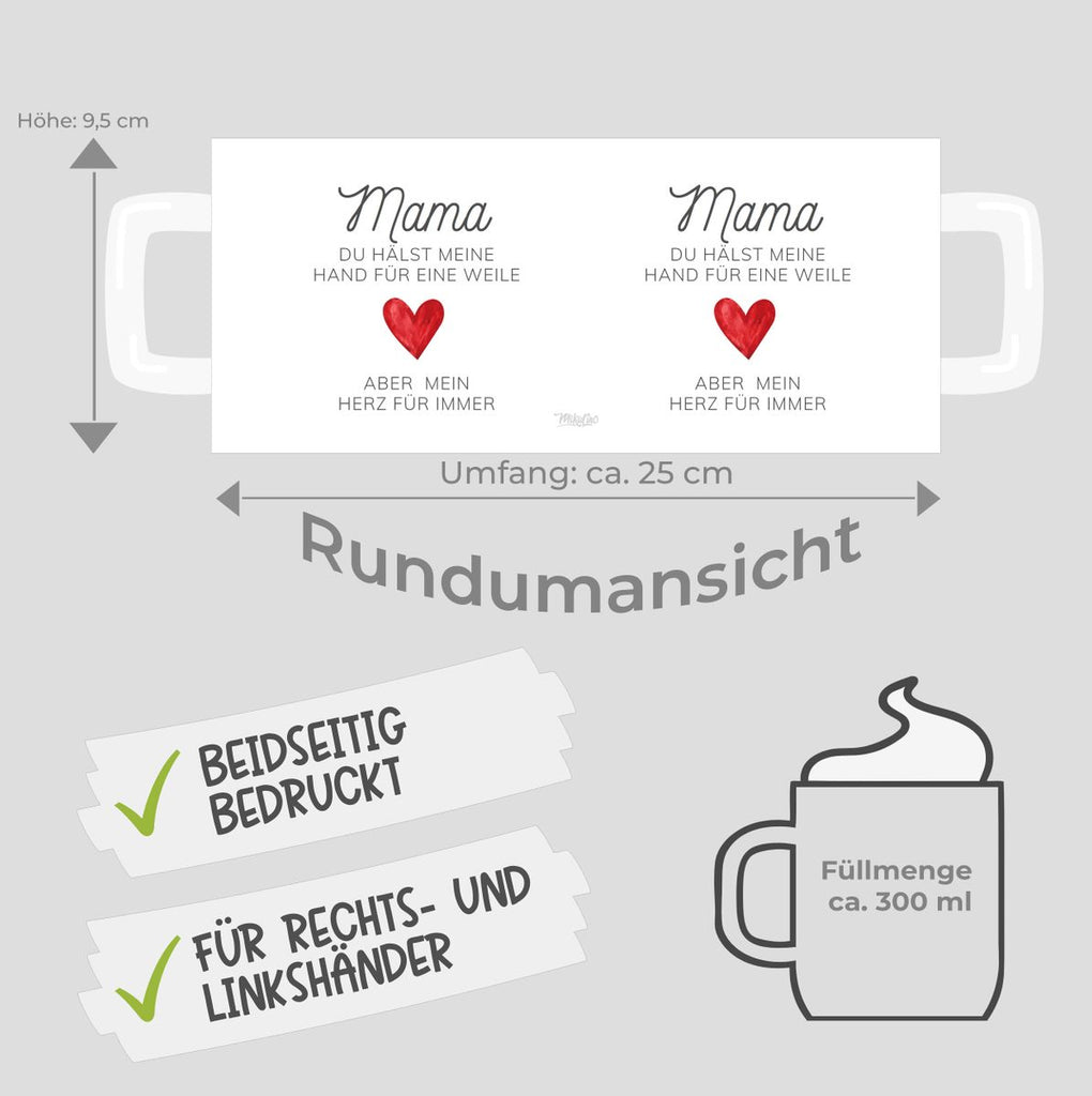 Keramik Tasse Mama, du hälst meine Hand für eine Weile, aber mein Herz für immer - von Mikalino