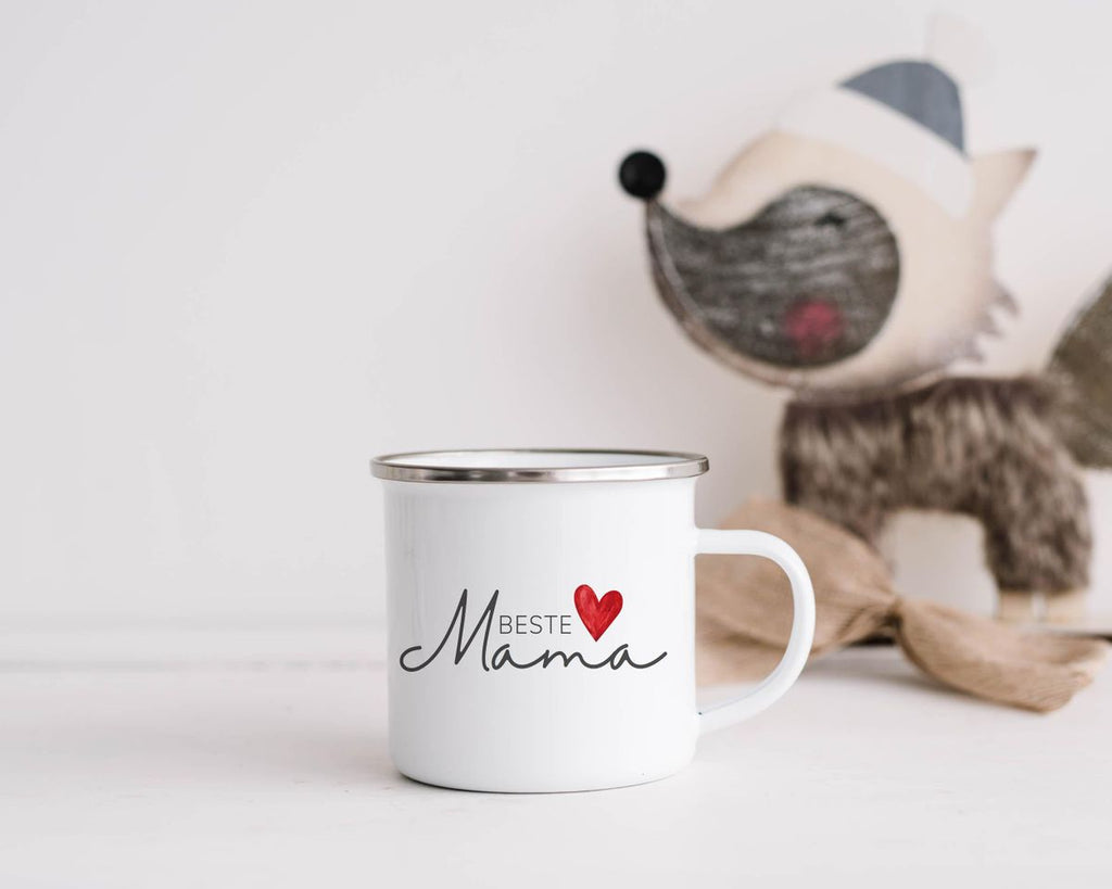 Emaille Tasse Beste Mama mit Herz - von Mikalino