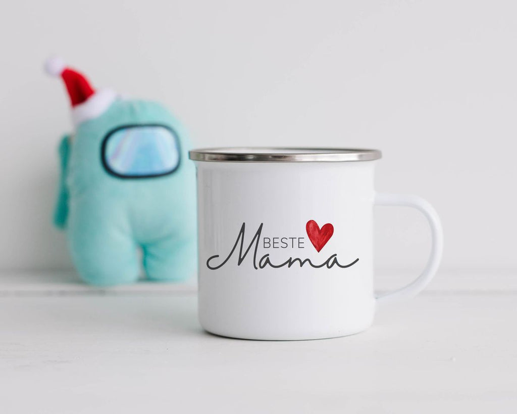 Emaille Tasse Beste Mama mit Herz - von Mikalino