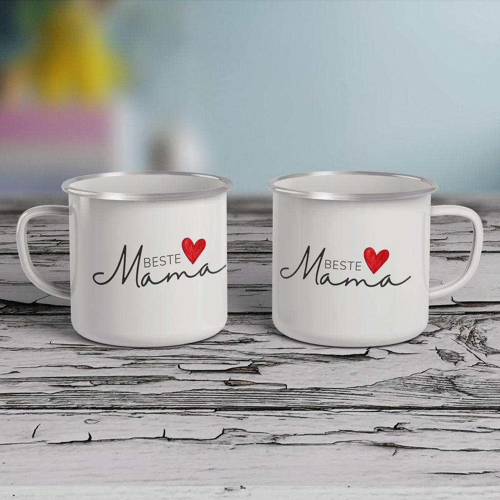 Emaille Tasse Beste Mama mit Herz - von Mikalino