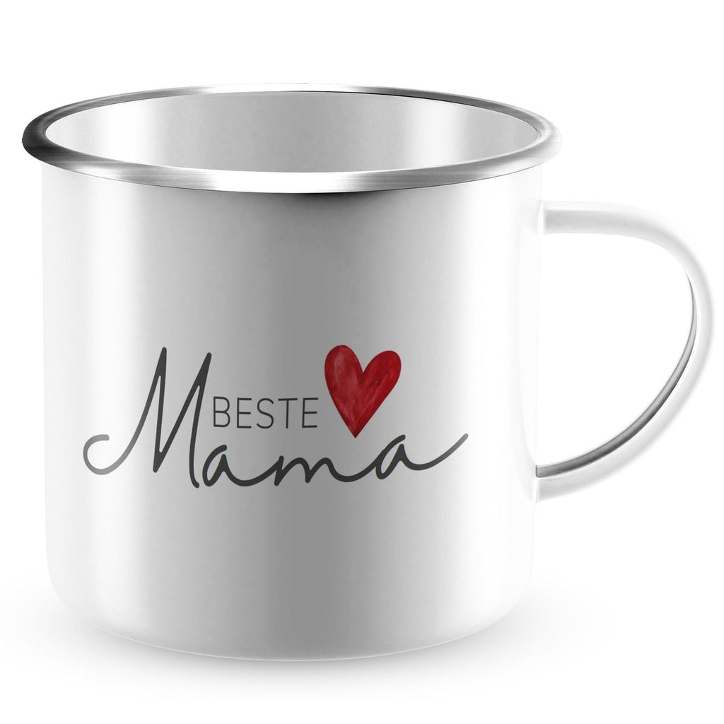 Emaille Tasse Beste Mama mit Herz - von Mikalino