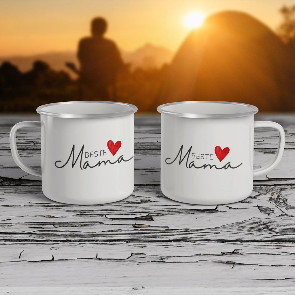 Emaille Tasse Beste Mama mit Herz - von Mikalino