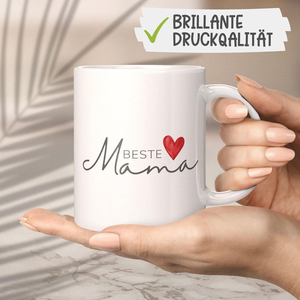 Keramik Tasse Beste Mama mit Herz - von Mikalino