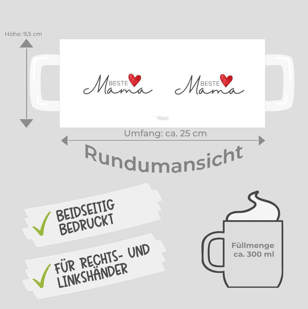 Keramik Tasse Beste Mama mit Herz - von Mikalino