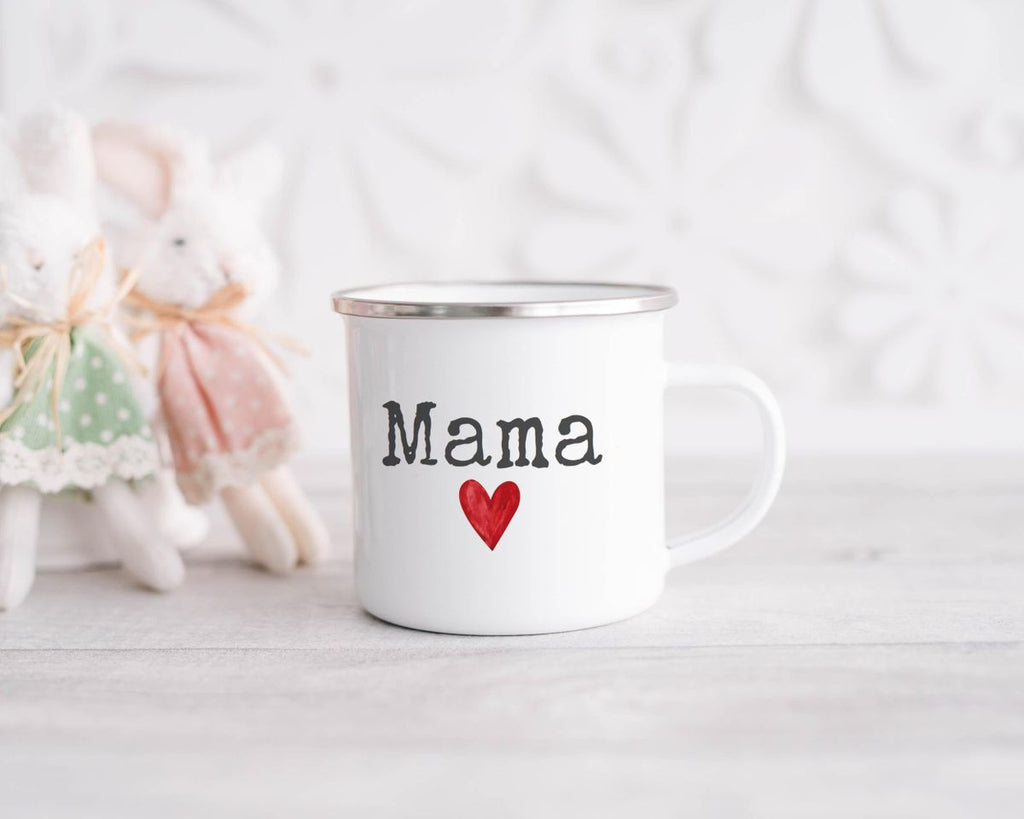 Emaille Tasse Mama mit Herz - von Mikalino