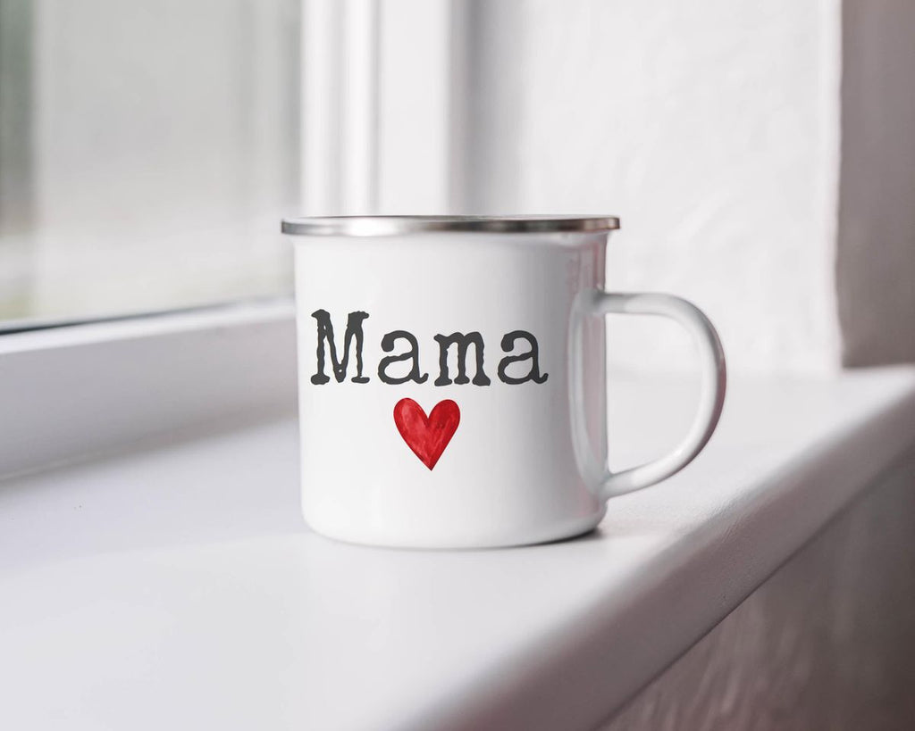 Emaille Tasse Mama mit Herz - von Mikalino