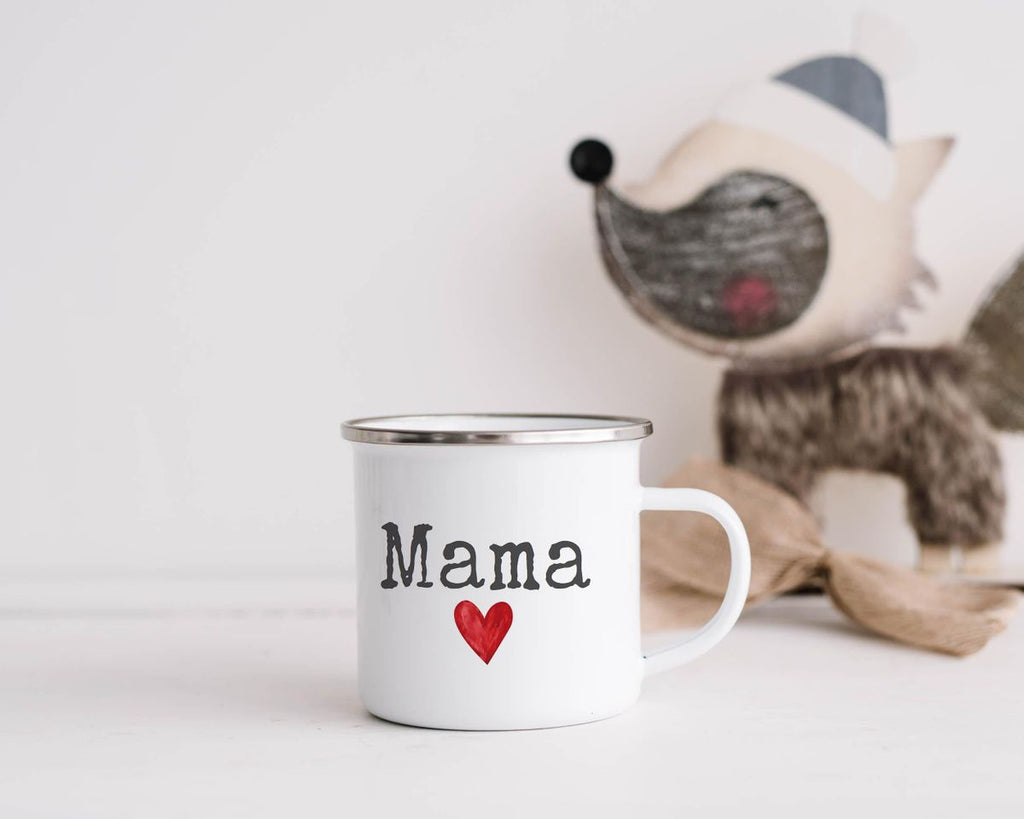 Emaille Tasse Mama mit Herz - von Mikalino