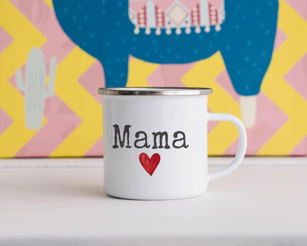 Emaille Tasse Mama mit Herz - von Mikalino