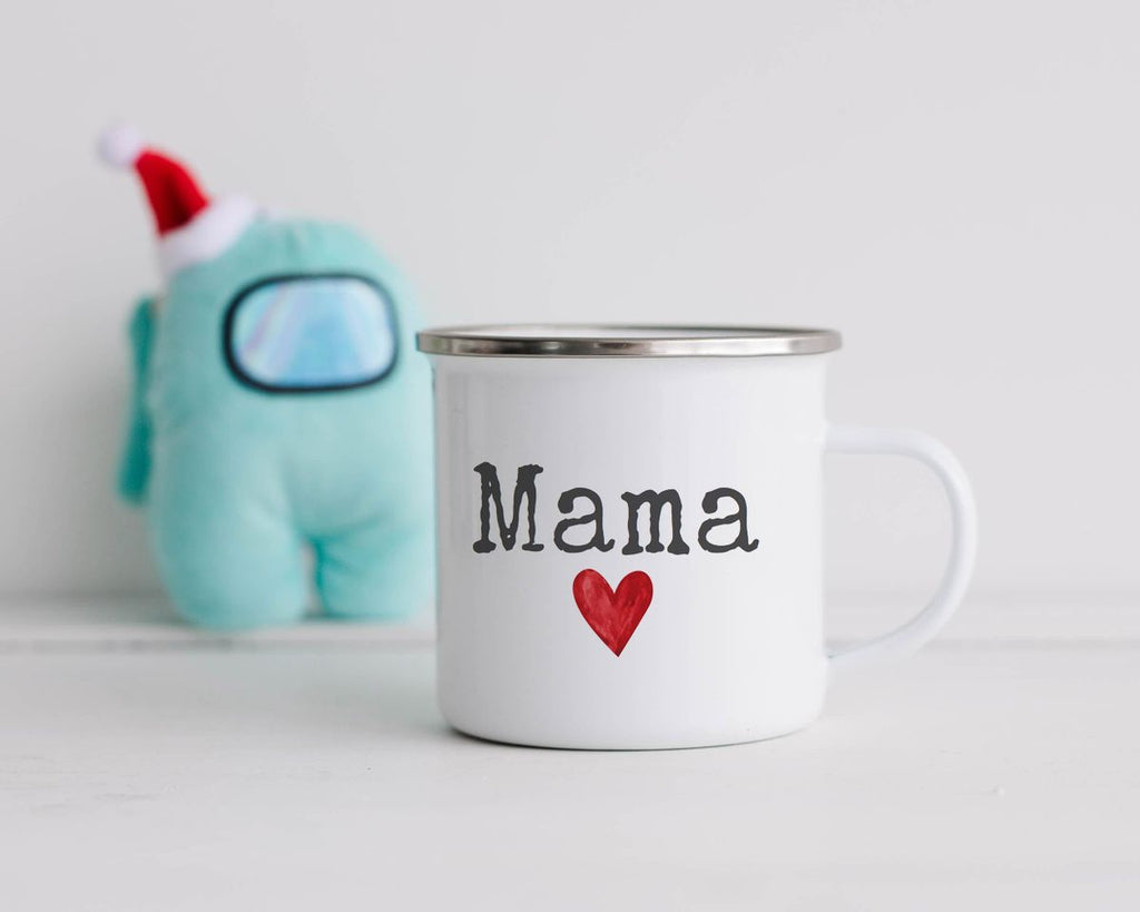 Emaille Tasse Mama mit Herz - von Mikalino