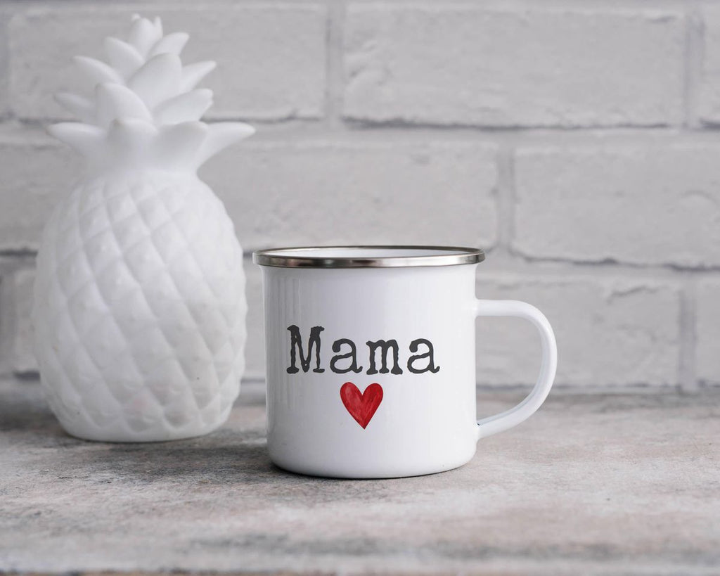 Emaille Tasse Mama mit Herz - von Mikalino