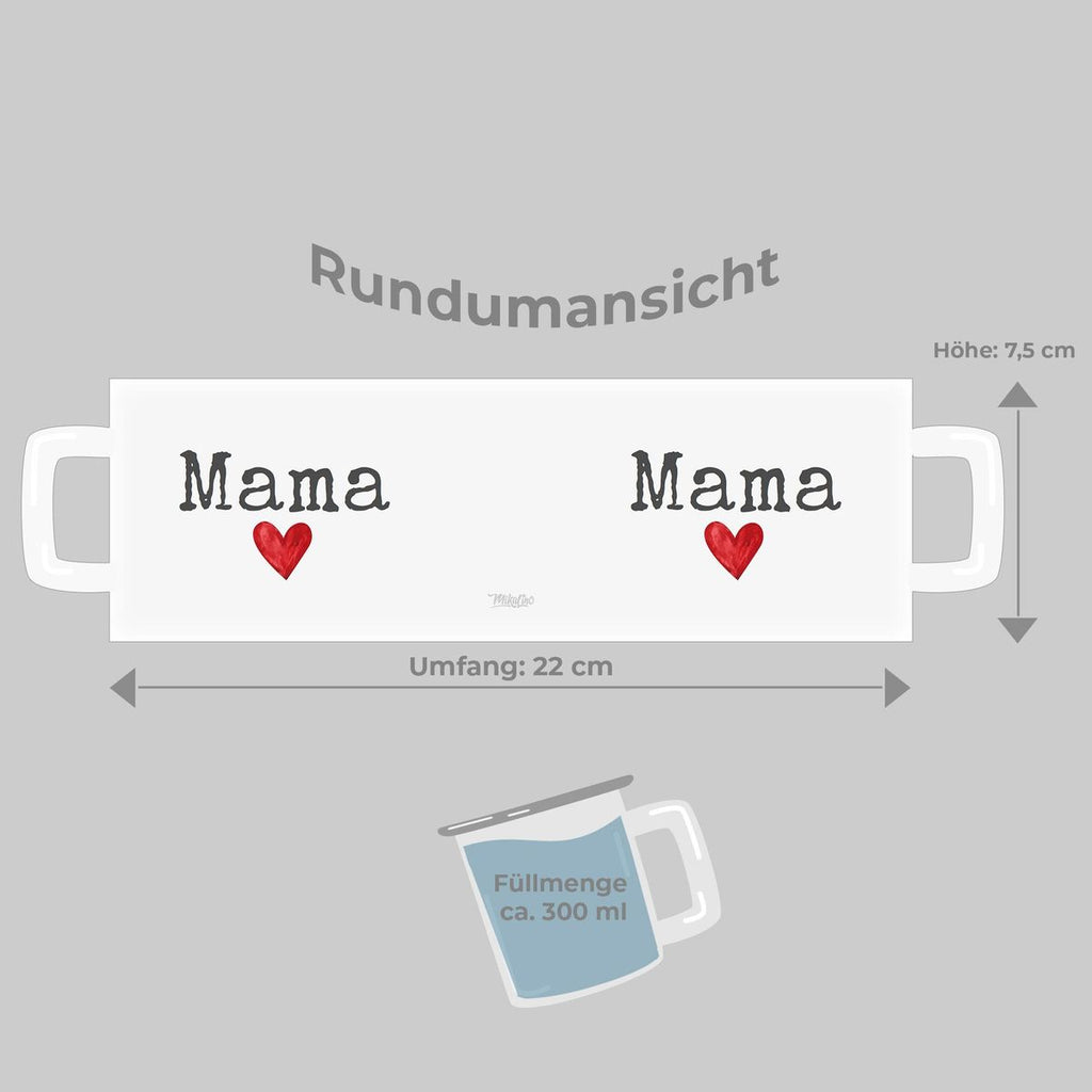 Emaille Tasse Mama mit Herz - von Mikalino