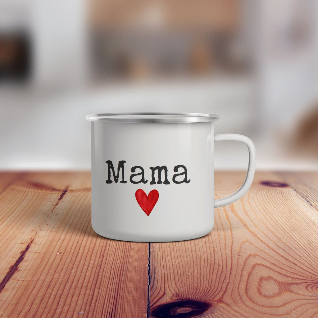 Emaille Tasse Mama mit Herz - von Mikalino