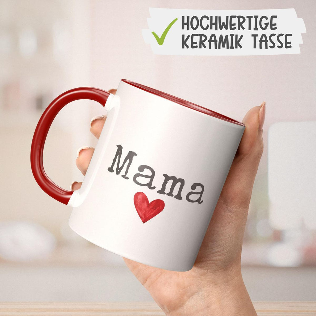 Keramik Tasse Mama mit Herz - von Mikalino