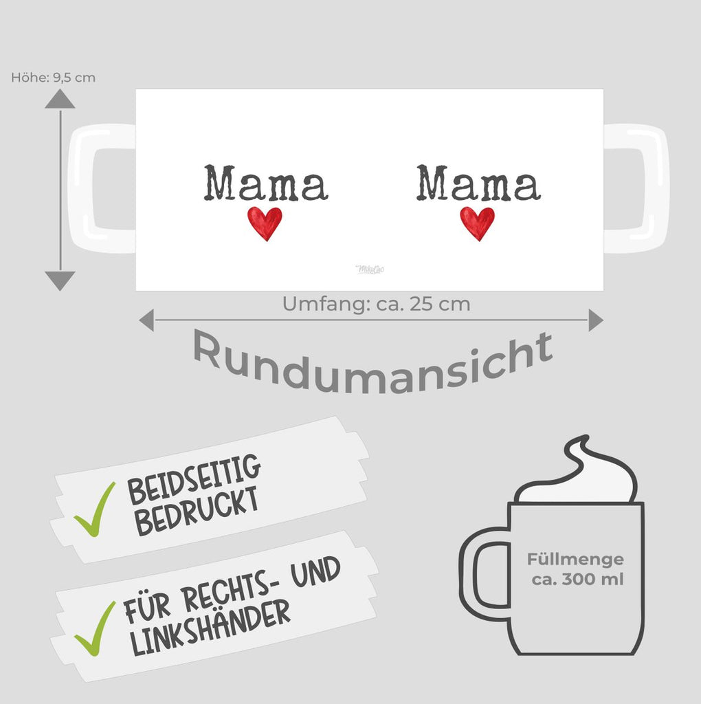 Keramik Tasse Mama mit Herz - von Mikalino