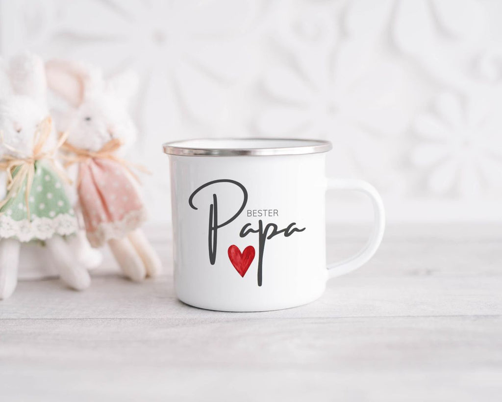 Emaille Tasse Bester Papa mit Herz - von Mikalino