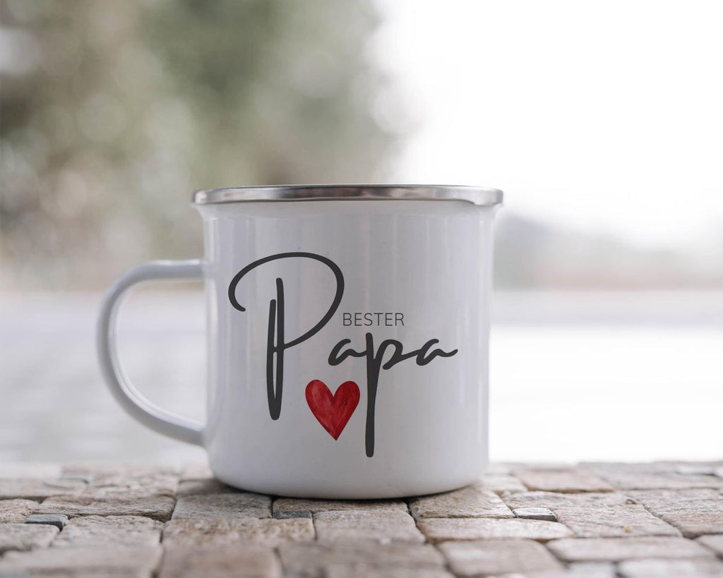 Emaille Tasse Bester Papa mit Herz - von Mikalino