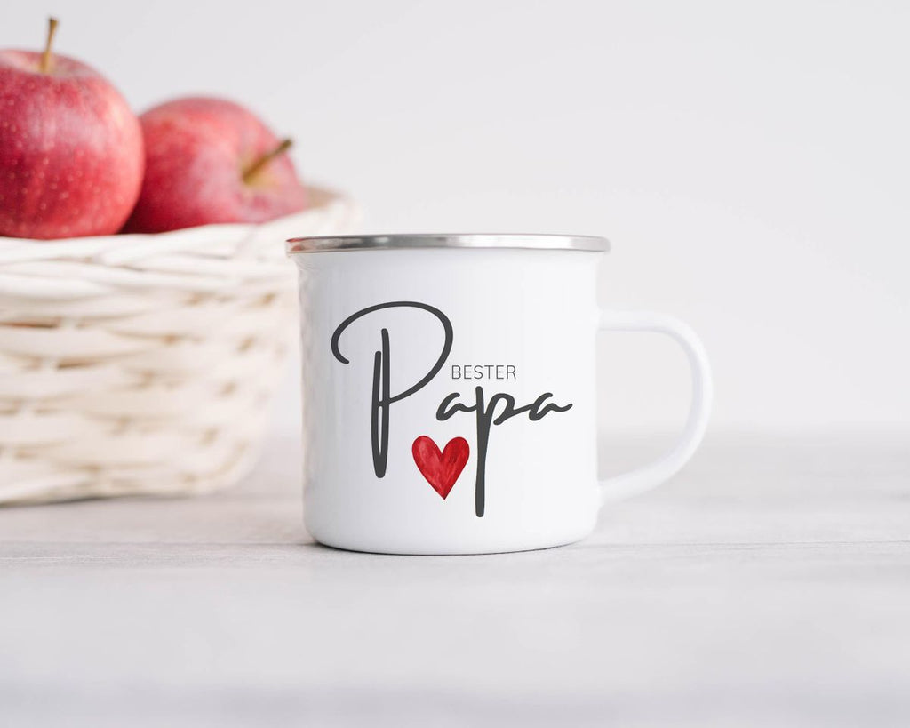 Emaille Tasse Bester Papa mit Herz - von Mikalino