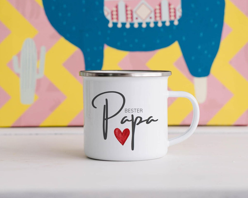 Emaille Tasse Bester Papa mit Herz - von Mikalino