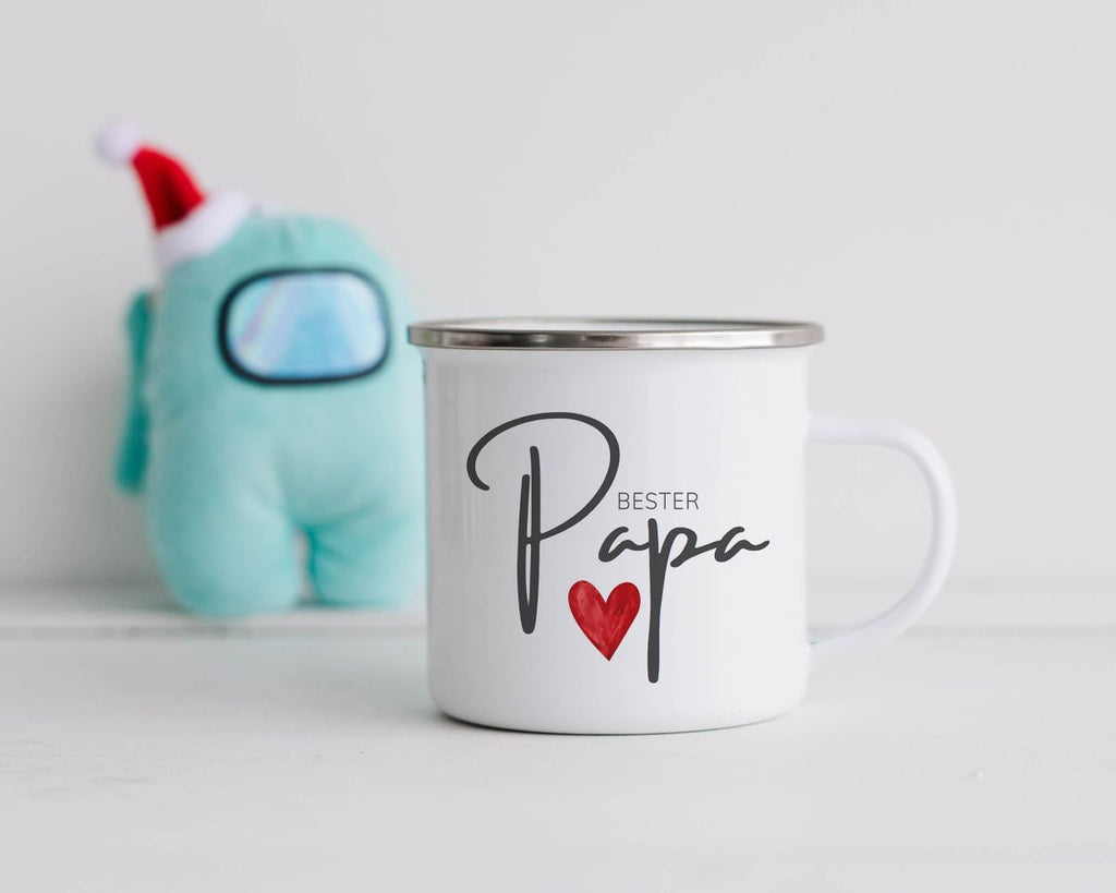 Emaille Tasse Bester Papa mit Herz - von Mikalino