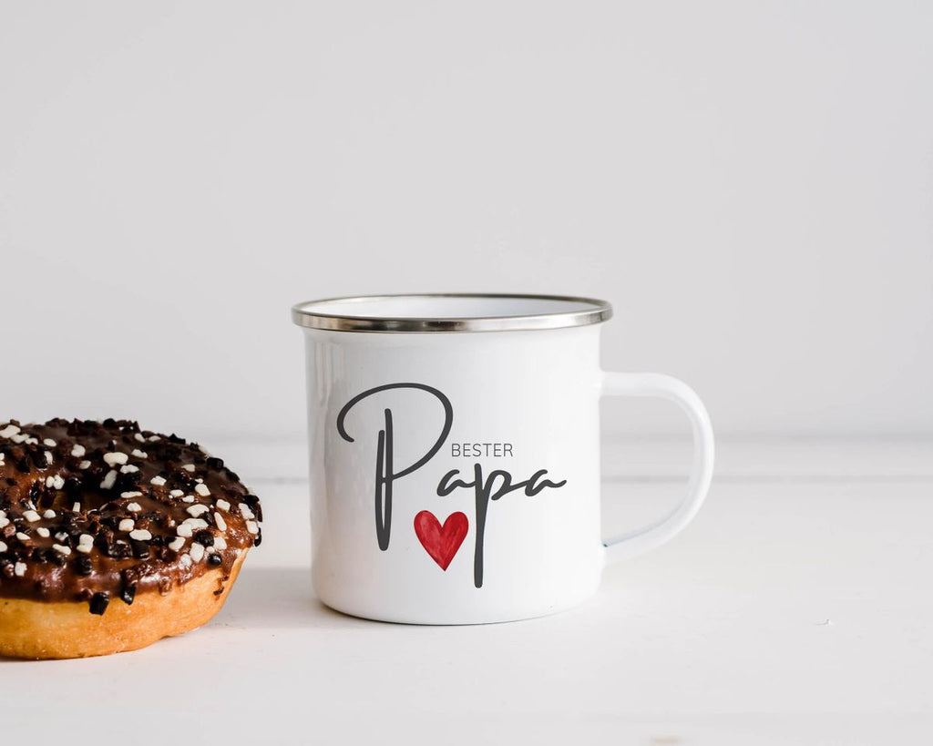 Emaille Tasse Bester Papa mit Herz - von Mikalino