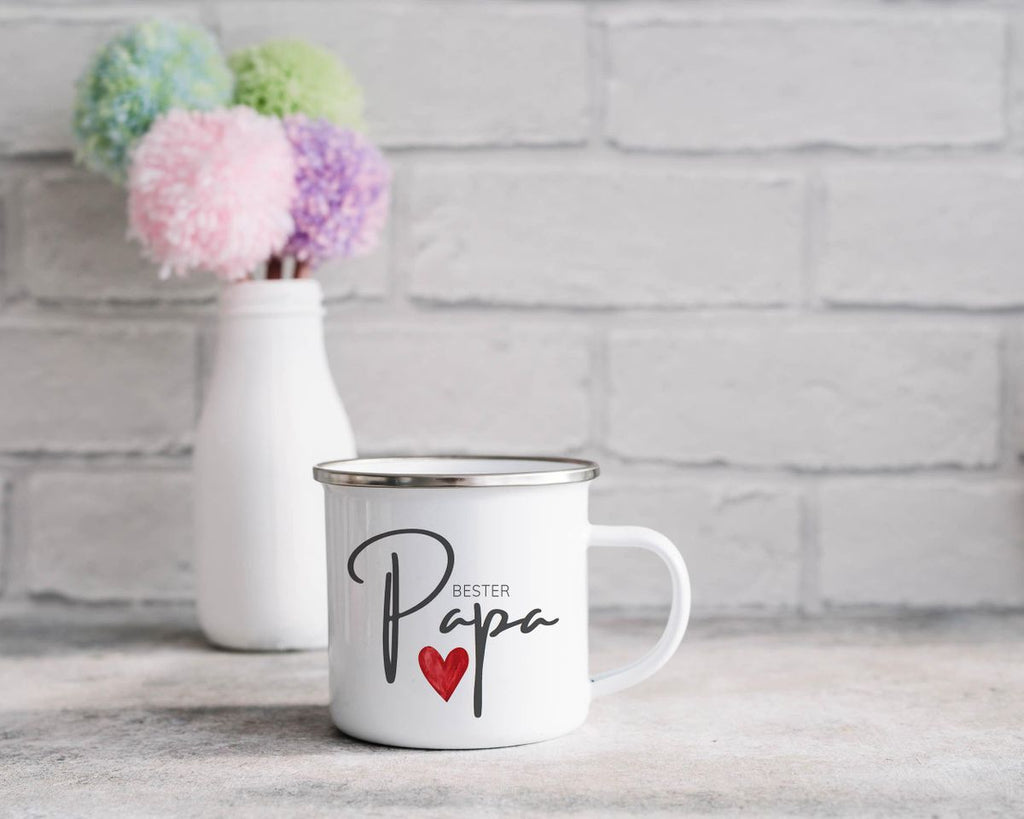 Emaille Tasse Bester Papa mit Herz - von Mikalino