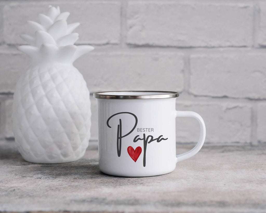 Emaille Tasse Bester Papa mit Herz - von Mikalino