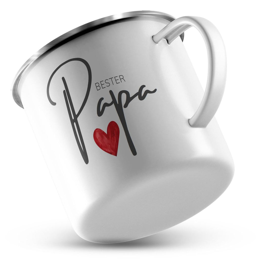 Emaille Tasse Bester Papa mit Herz - von Mikalino