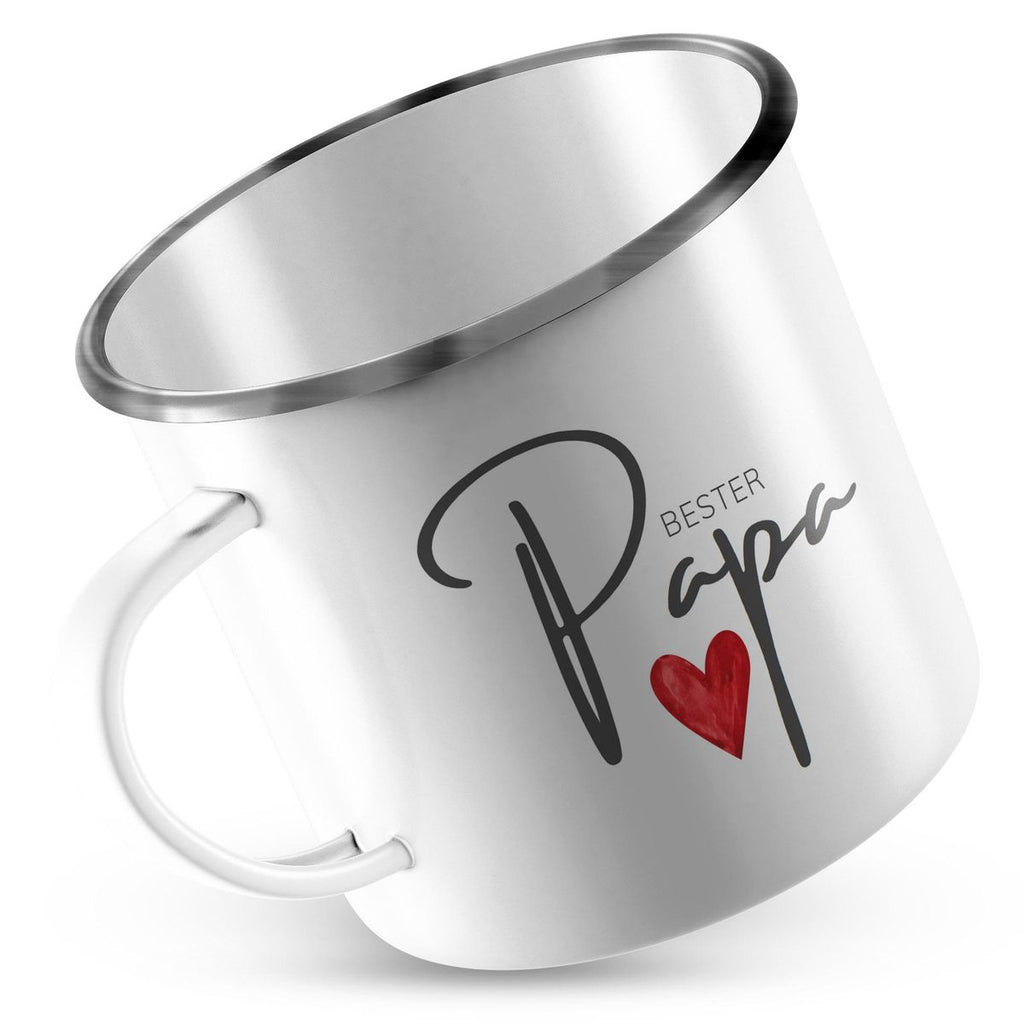 Emaille Tasse Bester Papa mit Herz - von Mikalino