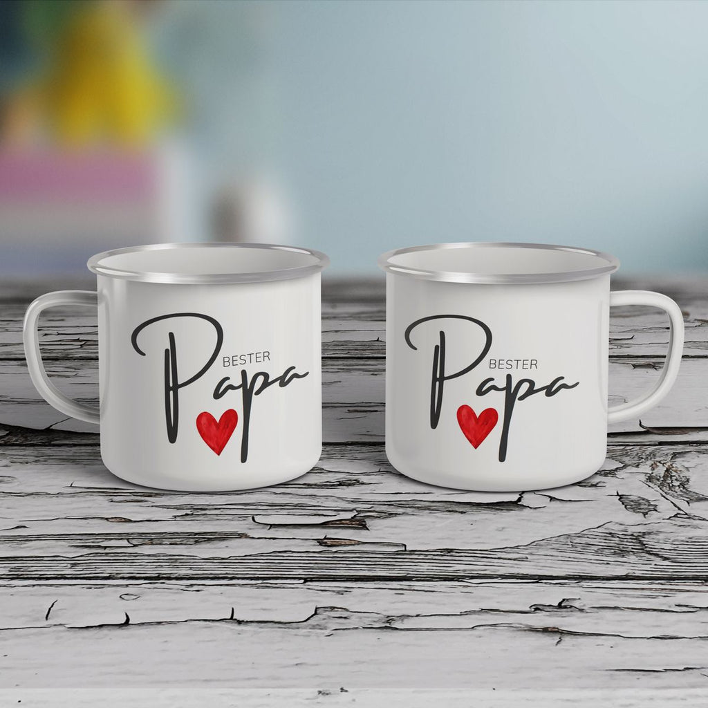 Emaille Tasse Bester Papa mit Herz - von Mikalino