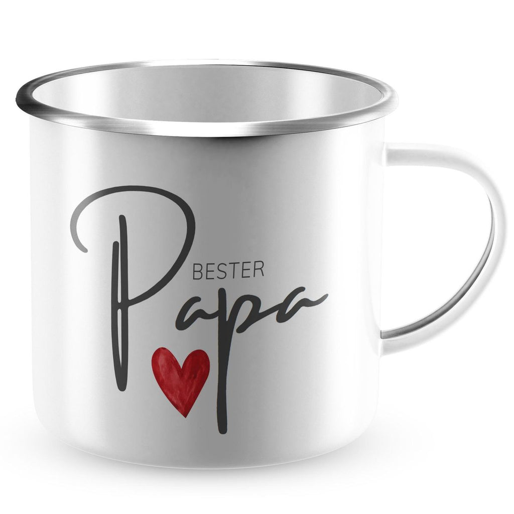 Emaille Tasse Bester Papa mit Herz - von Mikalino