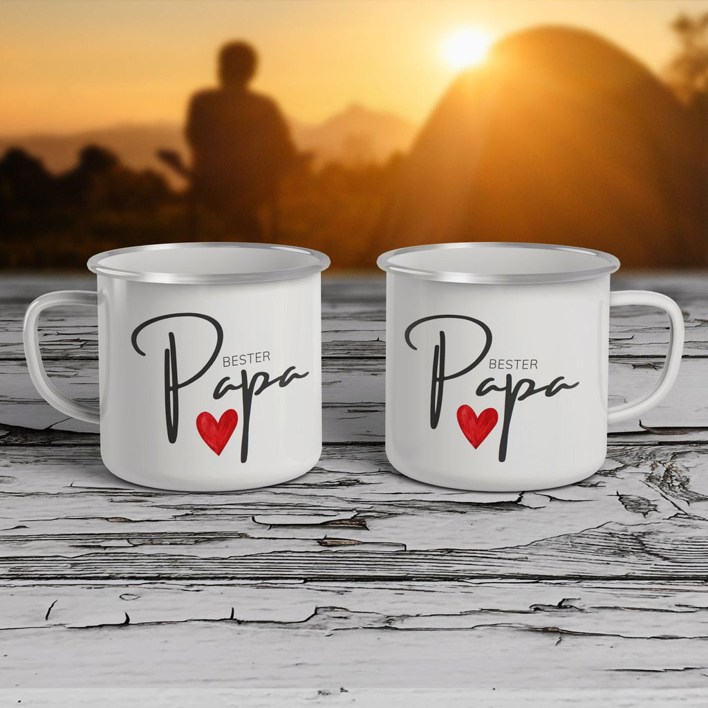 Emaille Tasse Bester Papa mit Herz - von Mikalino