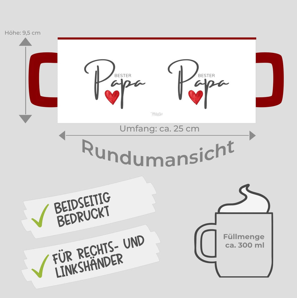 Keramik Tasse Bester Papa mit Herz - von Mikalino