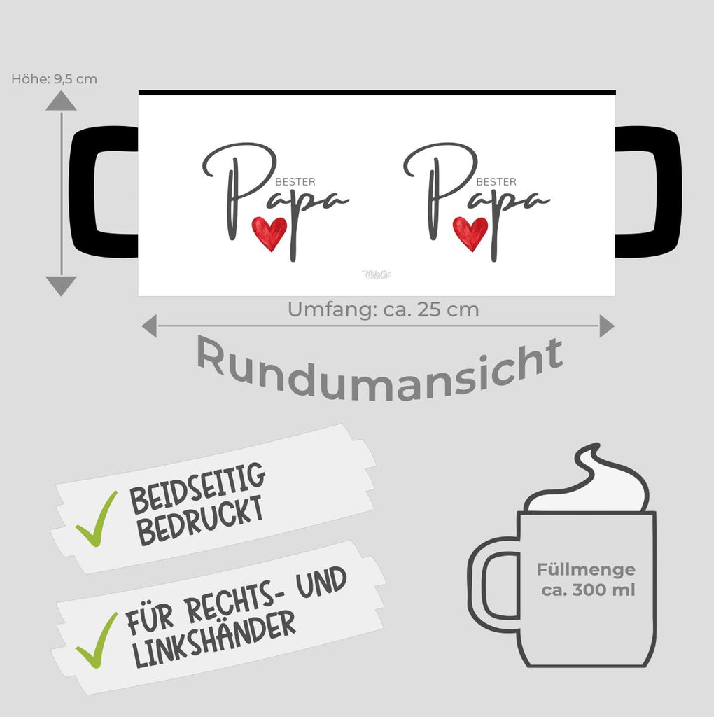 Keramik Tasse Bester Papa mit Herz - von Mikalino