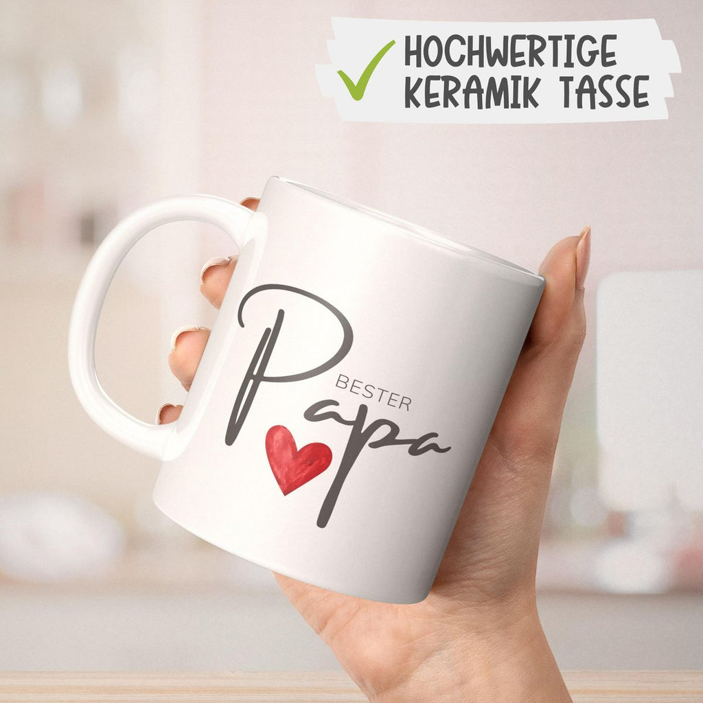 Keramik Tasse Bester Papa mit Herz - von Mikalino