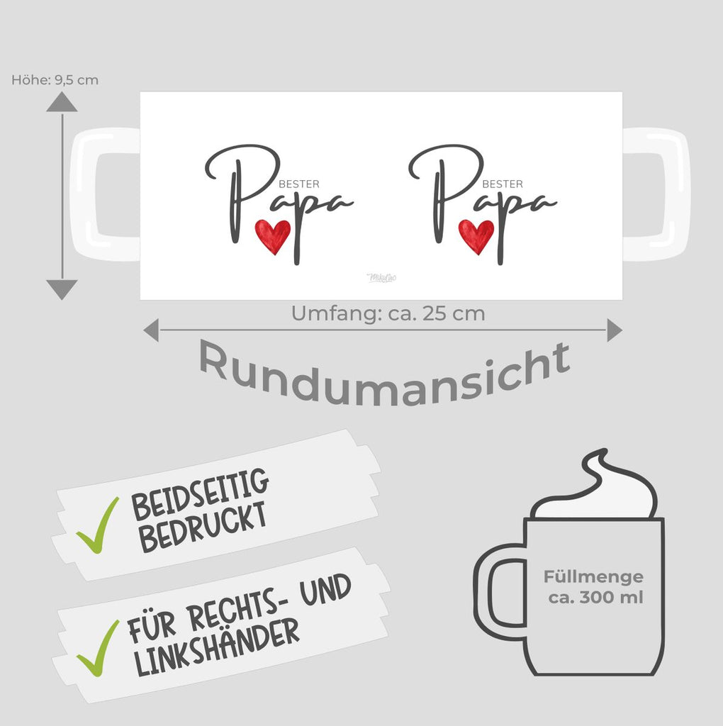 Keramik Tasse Bester Papa mit Herz - von Mikalino