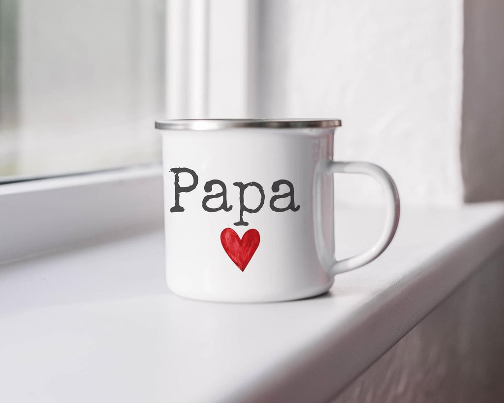 Emaille Tasse Papa mit Herz - von Mikalino