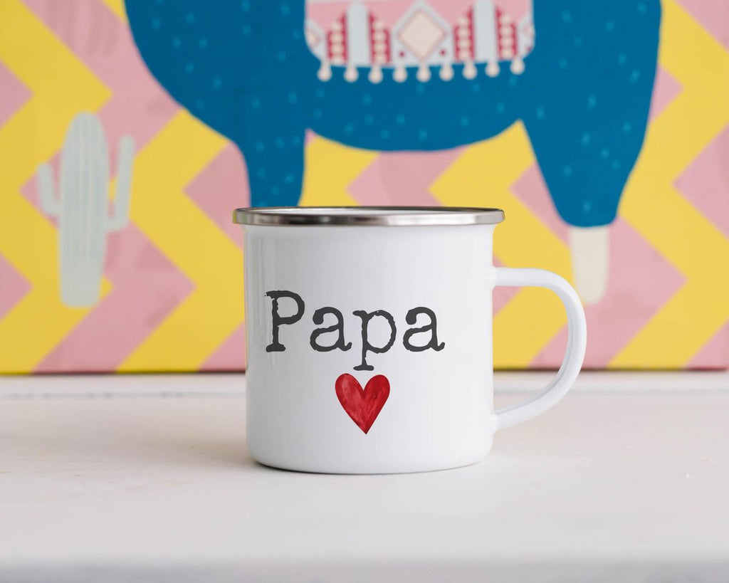 Emaille Tasse Papa mit Herz - von Mikalino