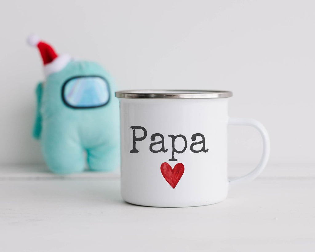 Emaille Tasse Papa mit Herz - von Mikalino