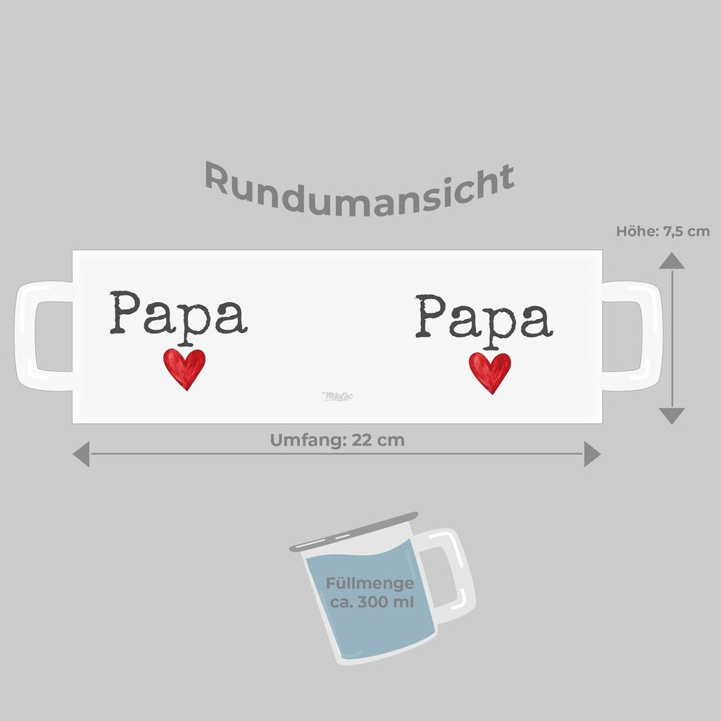 Emaille Tasse Papa mit Herz - von Mikalino