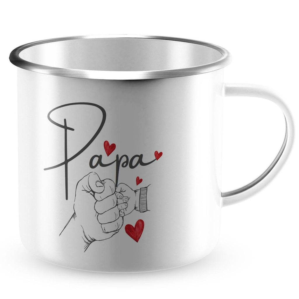 Emaille Tasse Papa und Baby Hand mit vielen Herzen - von Mikalino