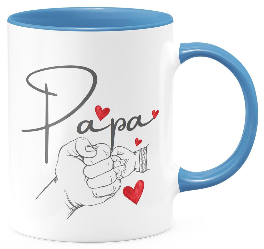 Keramik Tasse Papa und Baby Hand mit vielen Herzen - von Mikalino