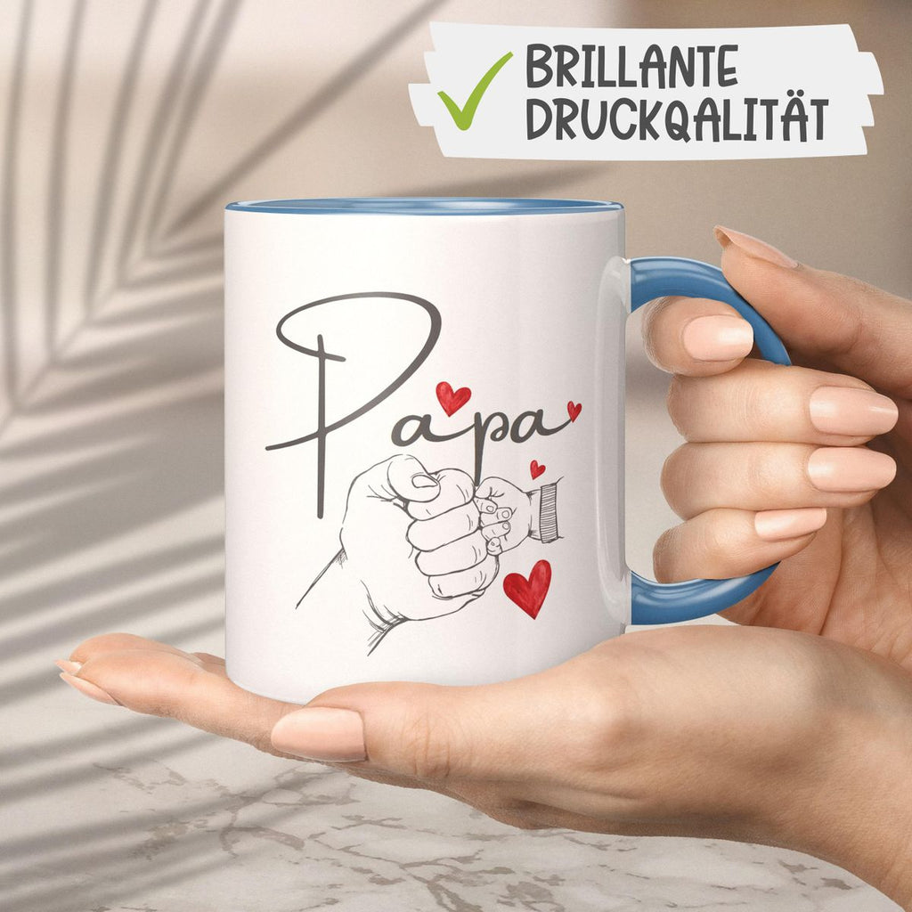 Keramik Tasse Papa und Baby Hand mit vielen Herzen - von Mikalino