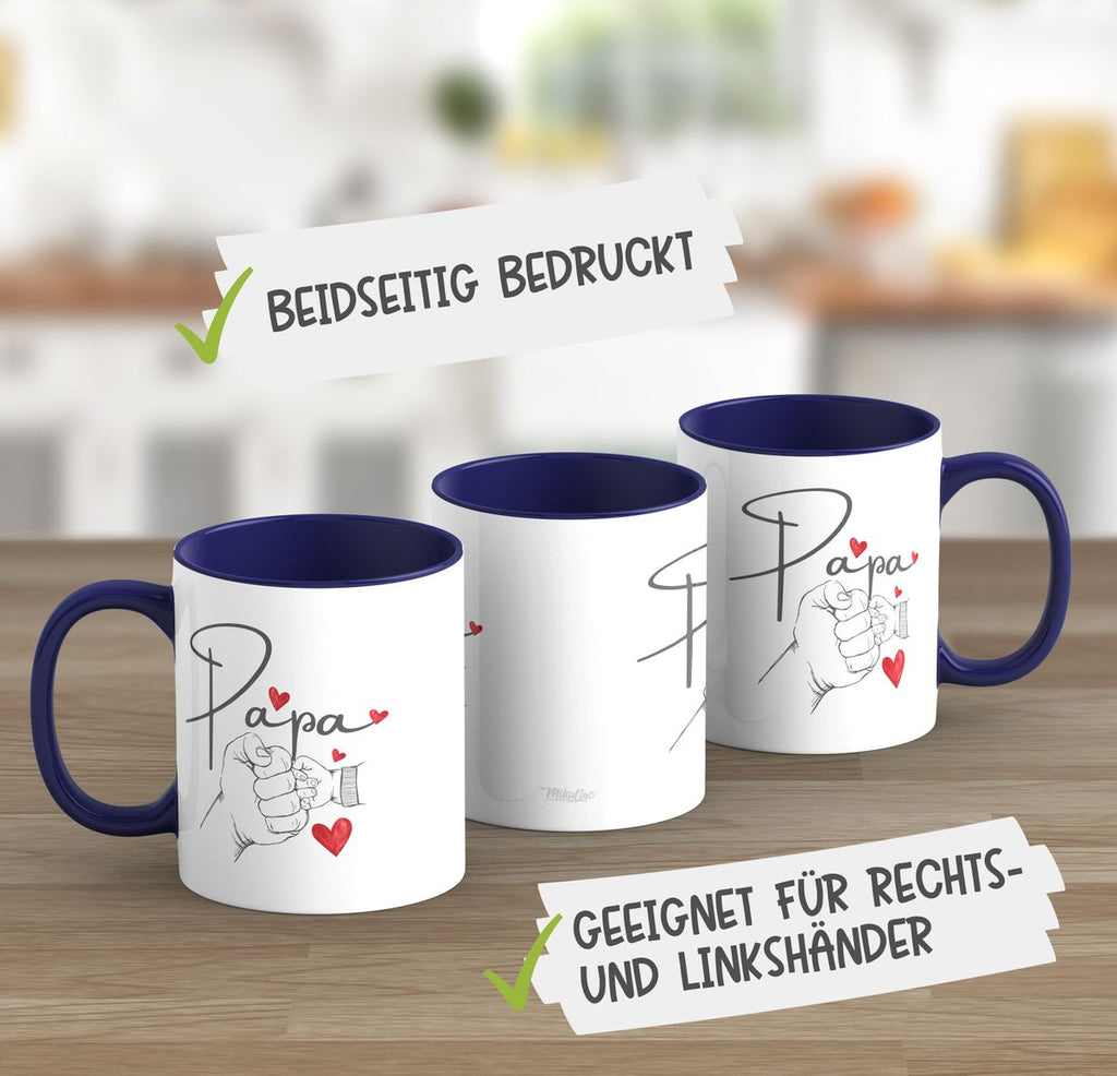 Keramik Tasse Papa und Baby Hand mit vielen Herzen - von Mikalino