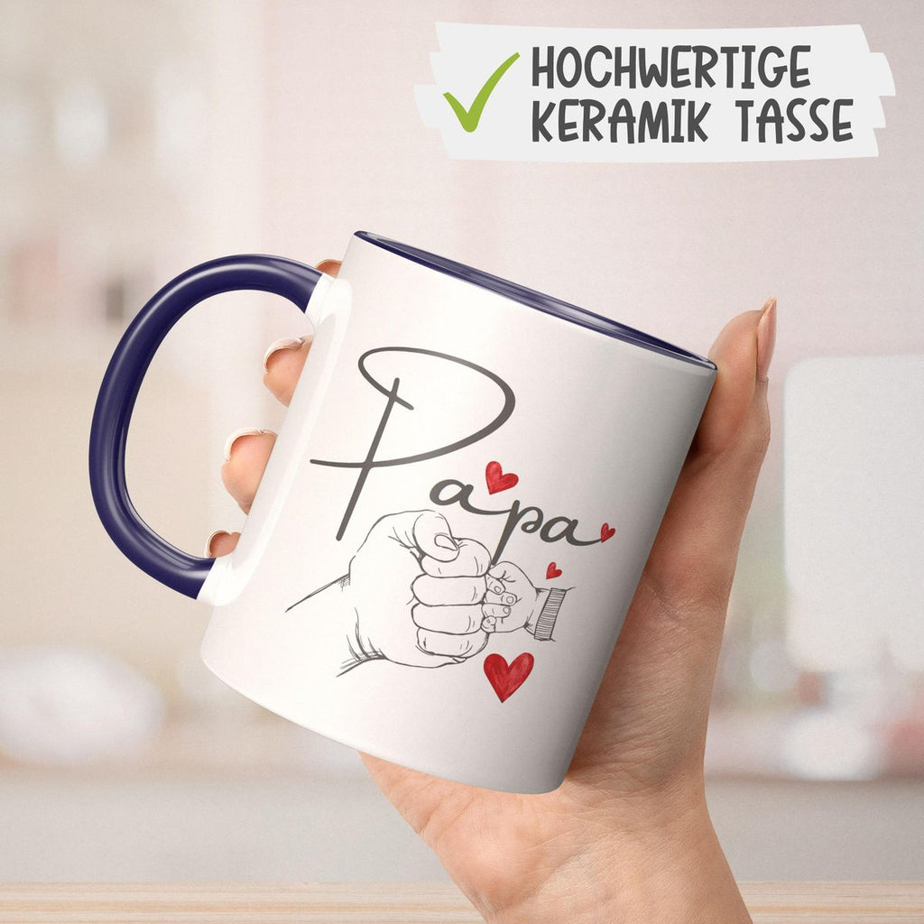 Keramik Tasse Papa und Baby Hand mit vielen Herzen - von Mikalino