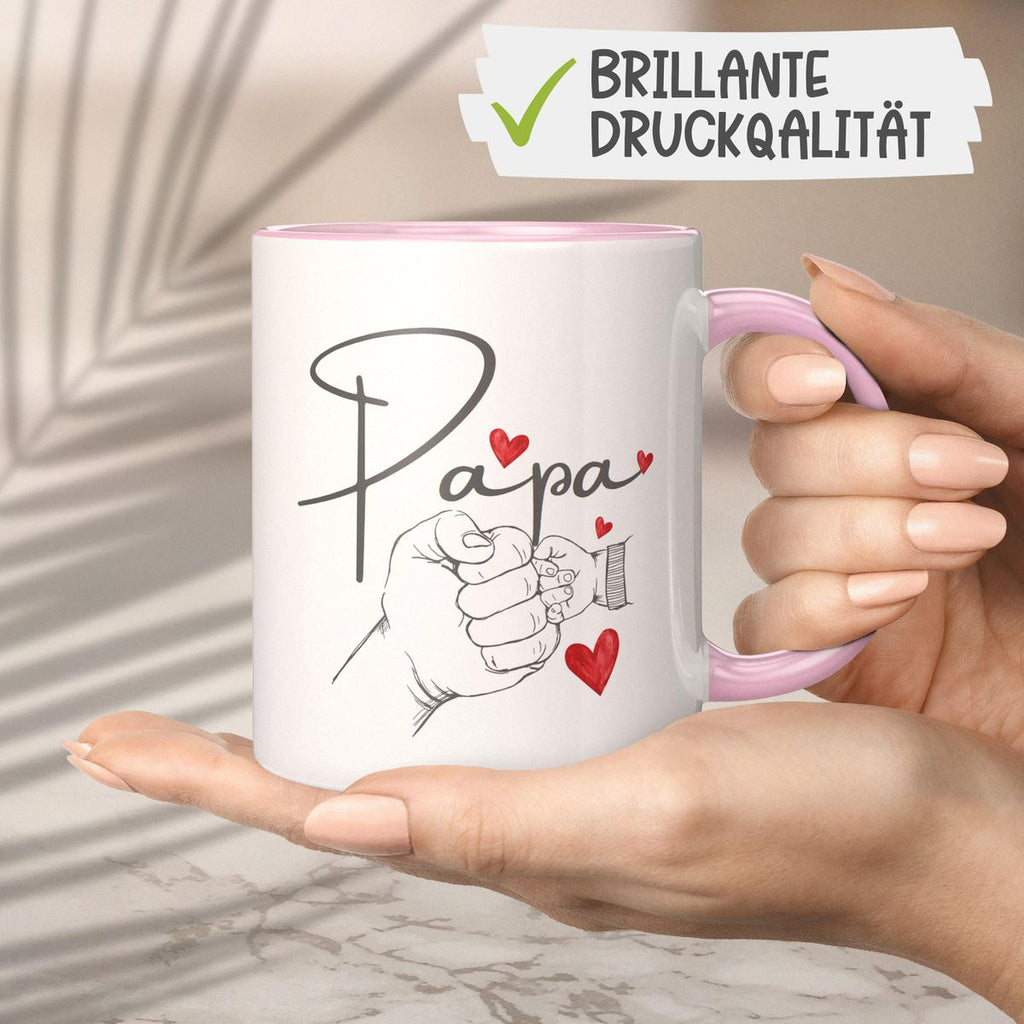 Keramik Tasse Papa und Baby Hand mit vielen Herzen - von Mikalino