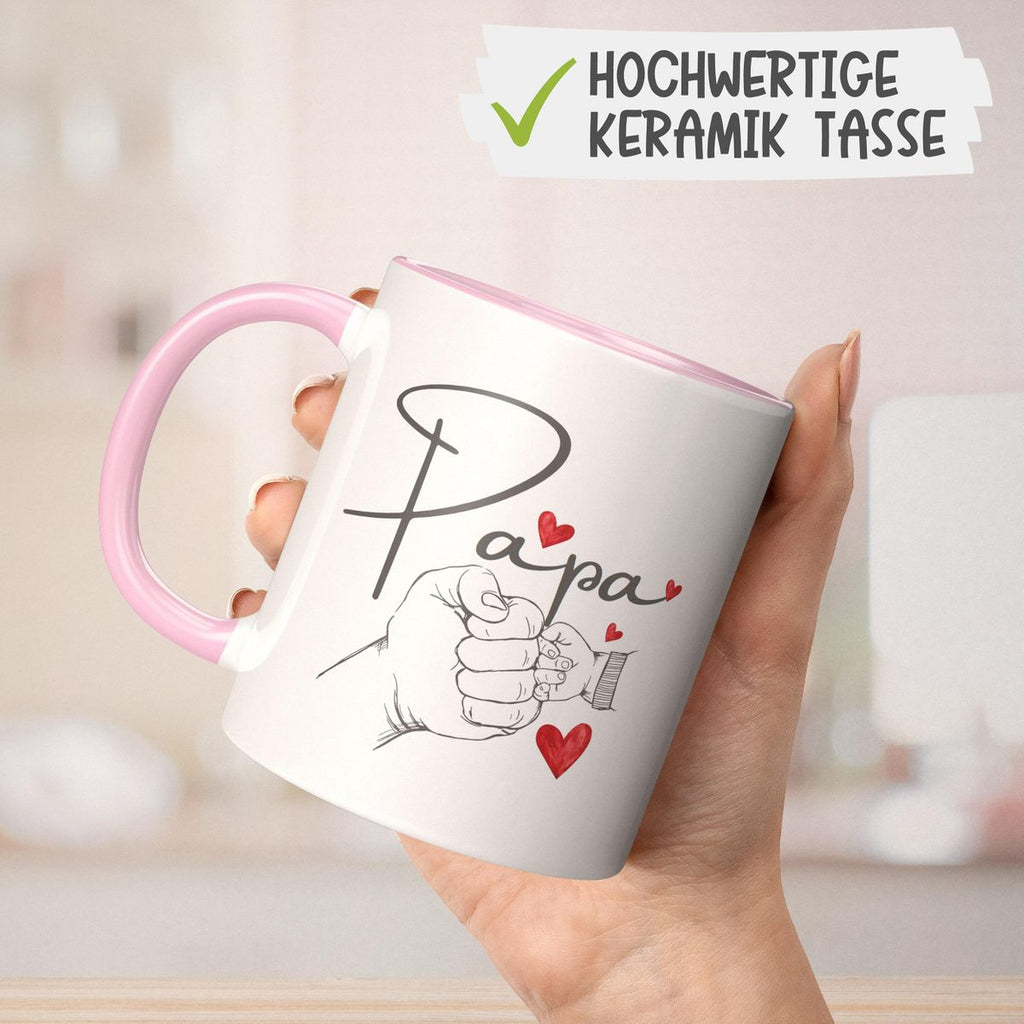 Keramik Tasse Papa und Baby Hand mit vielen Herzen - von Mikalino