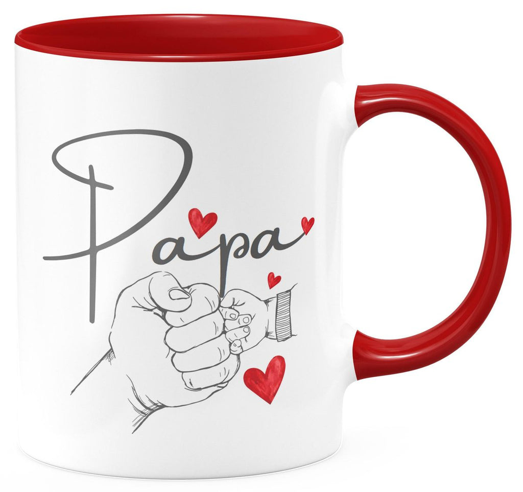 Keramik Tasse Papa und Baby Hand mit vielen Herzen - von Mikalino