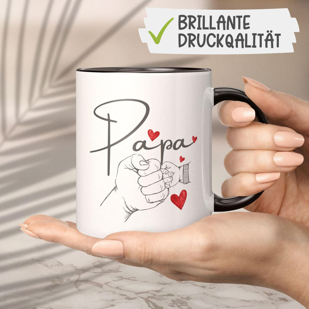 Keramik Tasse Papa und Baby Hand mit vielen Herzen - von Mikalino