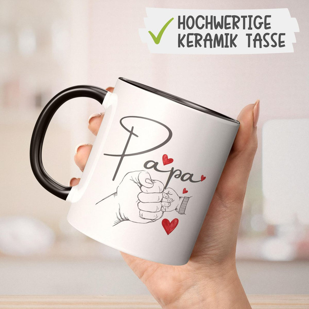 Keramik Tasse Papa und Baby Hand mit vielen Herzen - von Mikalino