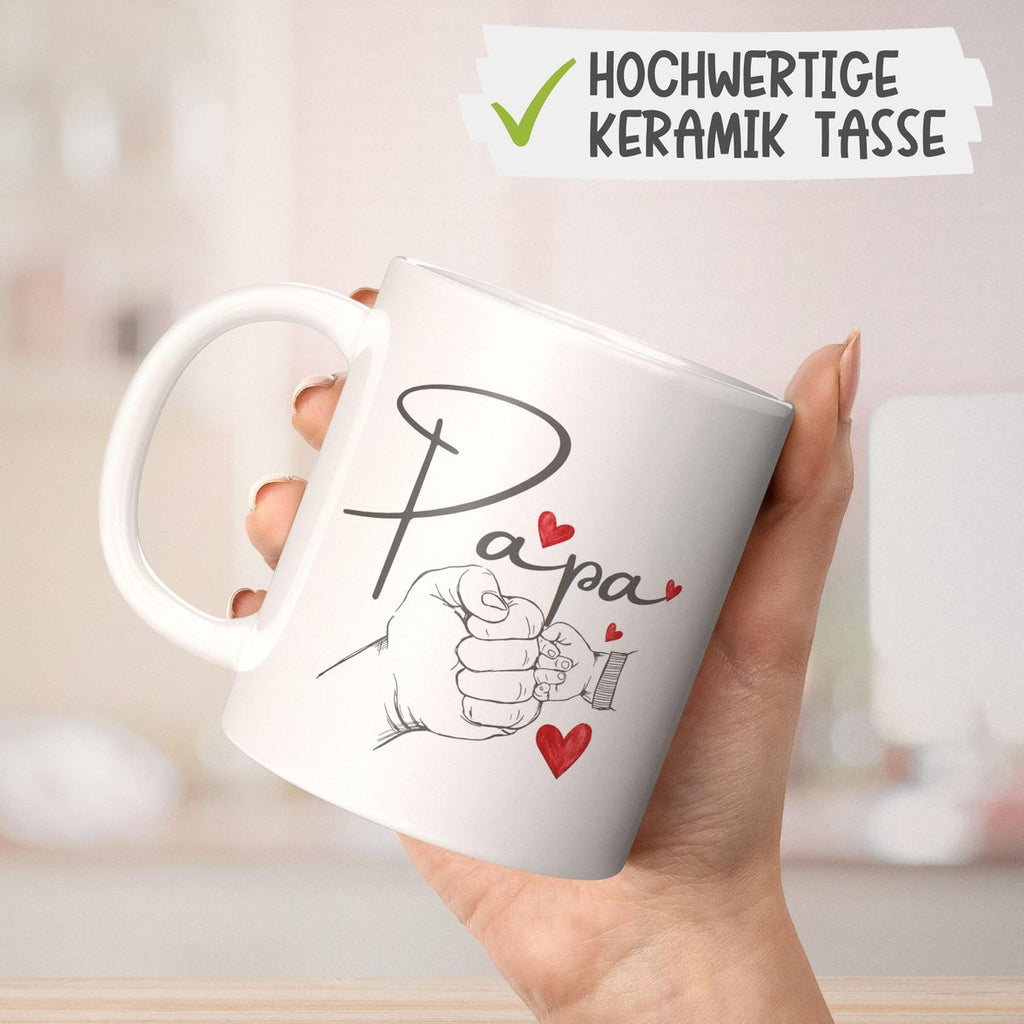 Keramik Tasse Papa und Baby Hand mit vielen Herzen - von Mikalino